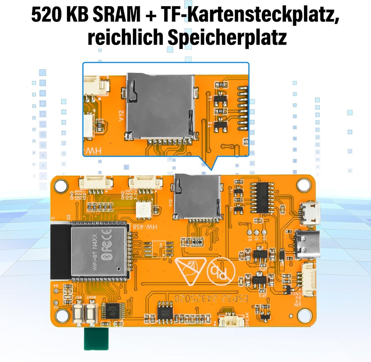 Für ESP32 Entwicklungsboard mit 2.8 Inch Touch Screen TFT Display, ILI9341 320 * 240 LCD 65K Farben, WiFi Bluetooth Dual-Core 240MHz Mikrocontroller, für DIY-Projekte und IoT-Anwendungen