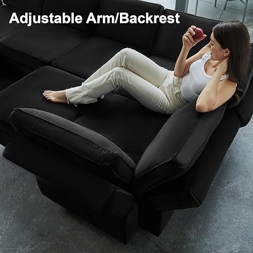 Miniatura 8 de Belffin Cojín de respaldo de terciopelo para sofá modular, cojines rectangulares de respaldo suave (azul)