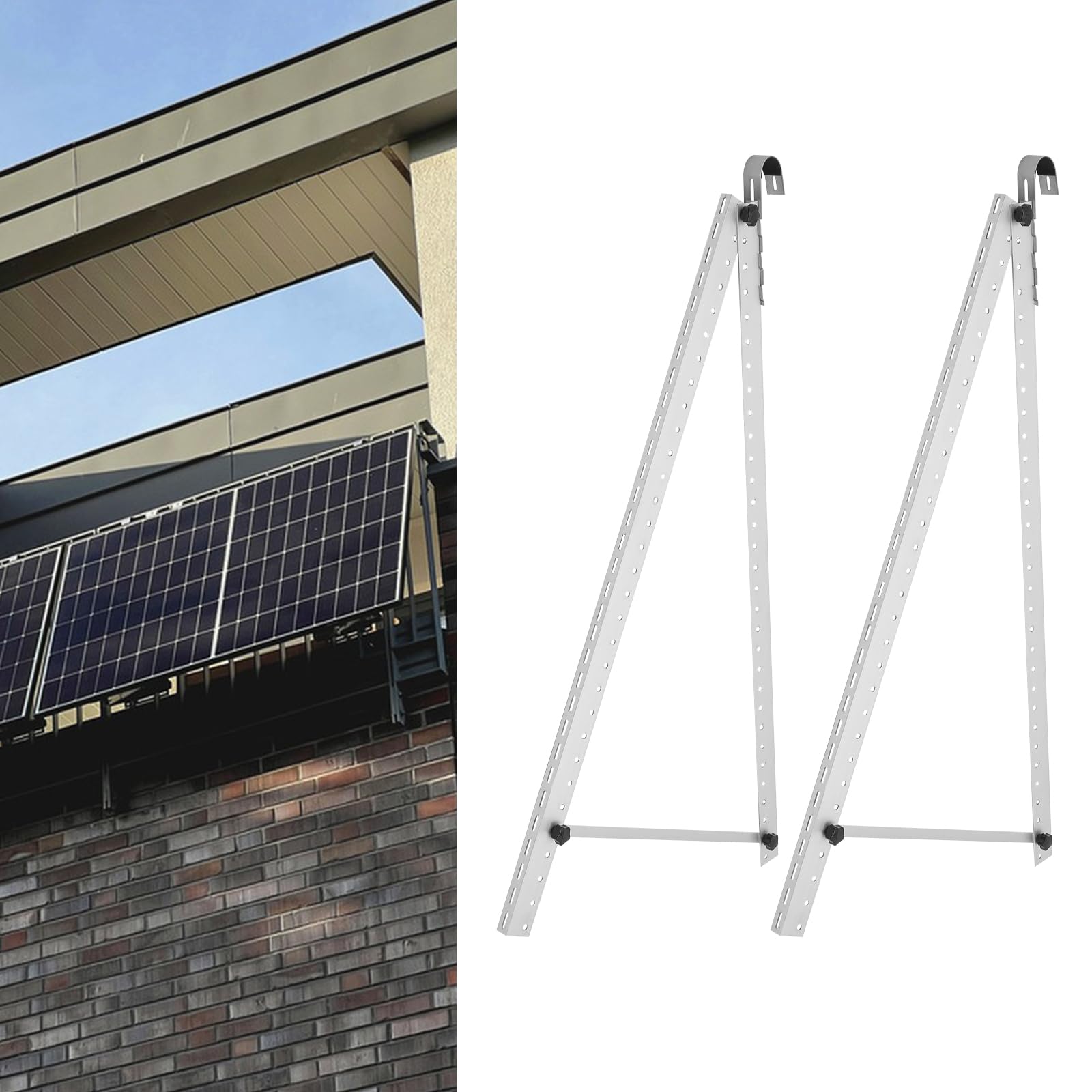 Supporto per pannello solare, 2 pezzi, 0-90°, universale, per pannelli solari, staffe di montaggio rimovibili, set di fissaggio per pannello solare