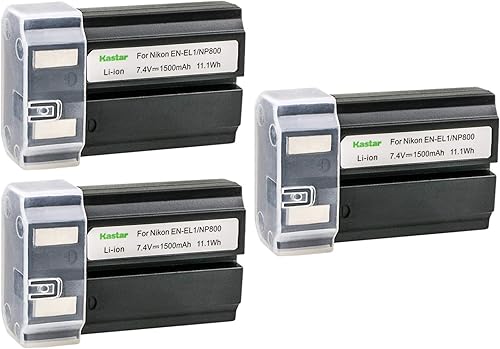 Kastar Batería EN-EL1 (paquete de 3) para Nik ENEL1, Minota NP-800 y Nik Cooipix 4300 4500 4800 5400 5700 775 8700 880 885 995 Coolpix E880 y Konica