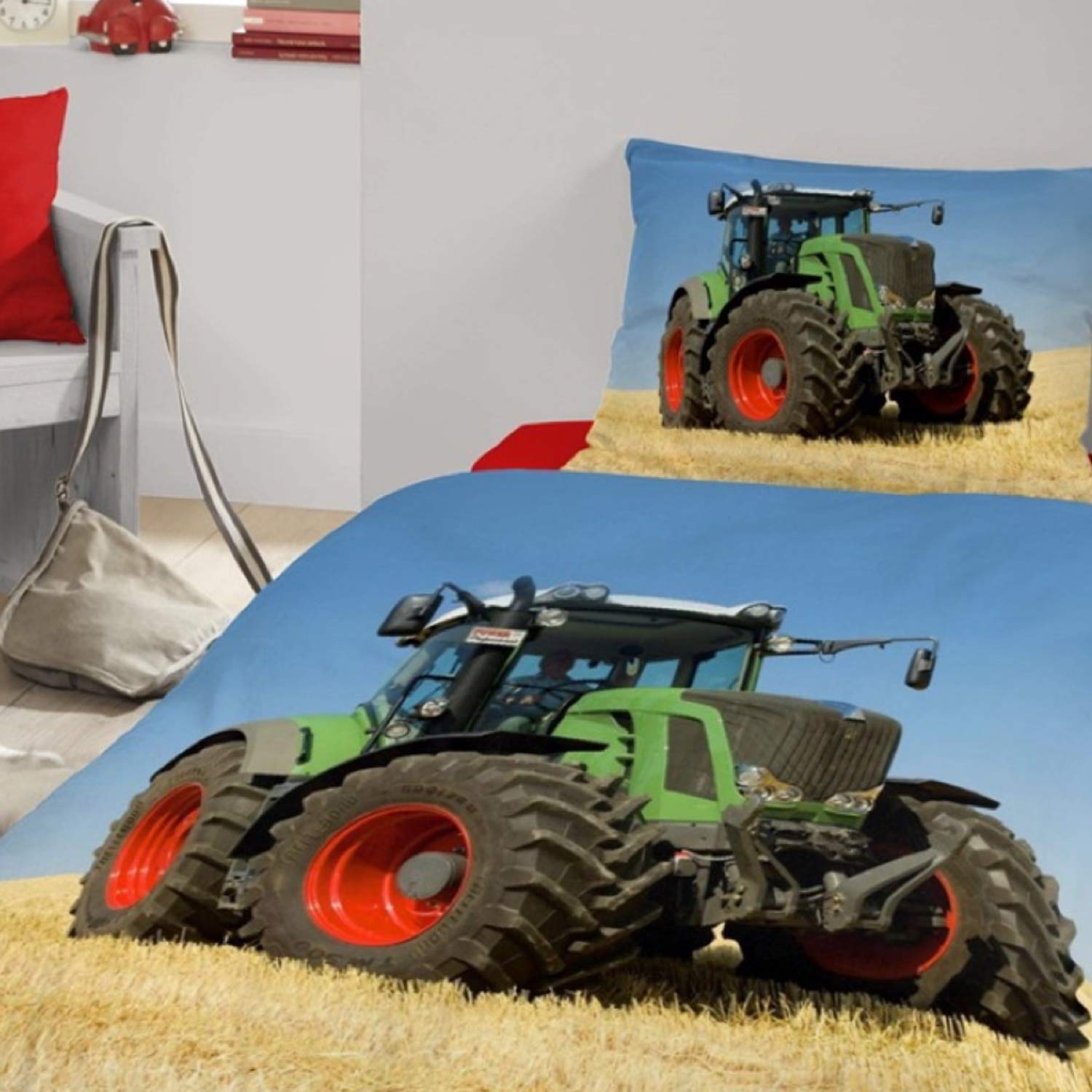 Good Morning! 4208-P bettwäsche mit Traktor, 100% Baumwolle, Multi Colour,2 teilig, 200x135x0.5 cm