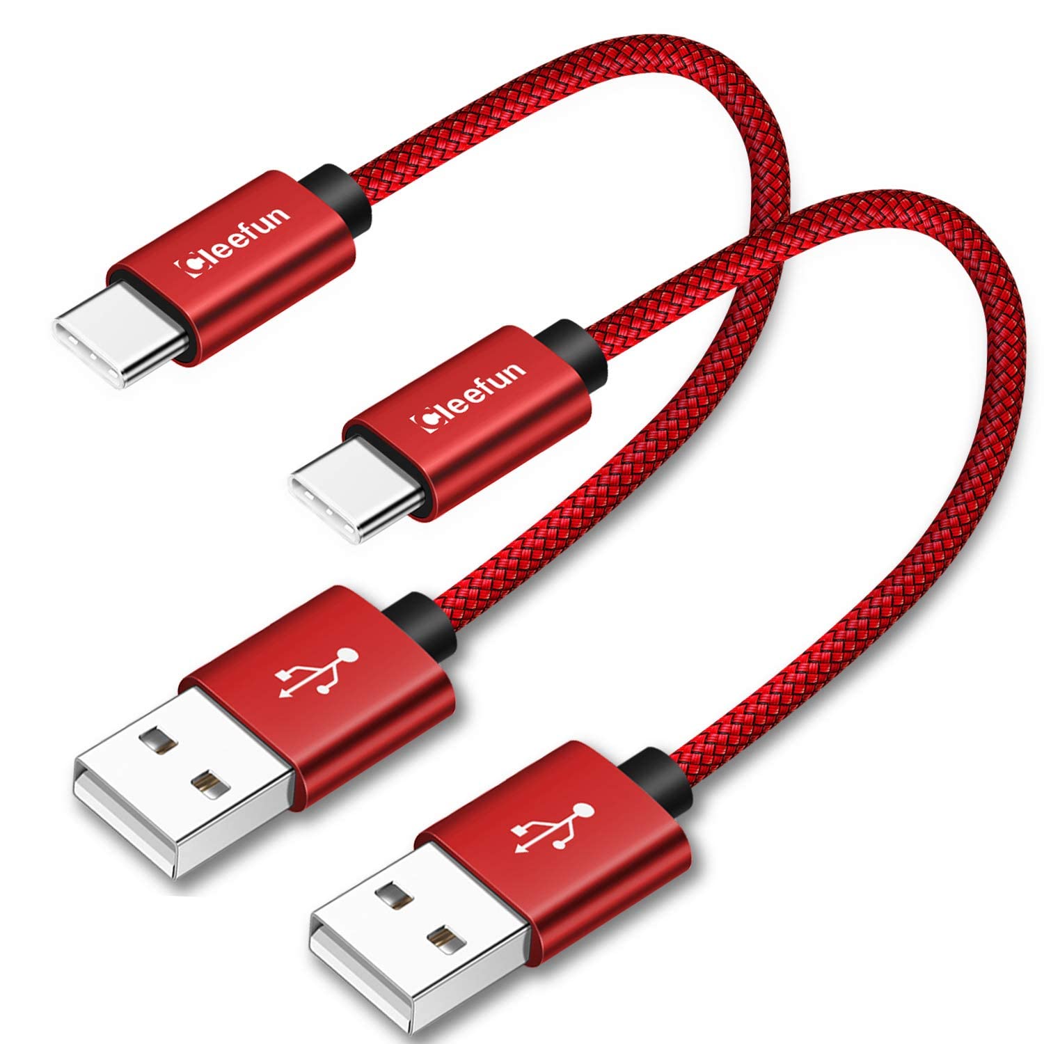 CLEEFUN Cavo corto USB C [2 pezzi, 0,3 m], USB A a USB di tipo C ricarica veloce cavo in nylon compatibile con Galaxy S10 S9 S8 S20 Plus S10 Lite, A71 A51 A40 A20e, Moto G7 G8 Plus, G8 Power