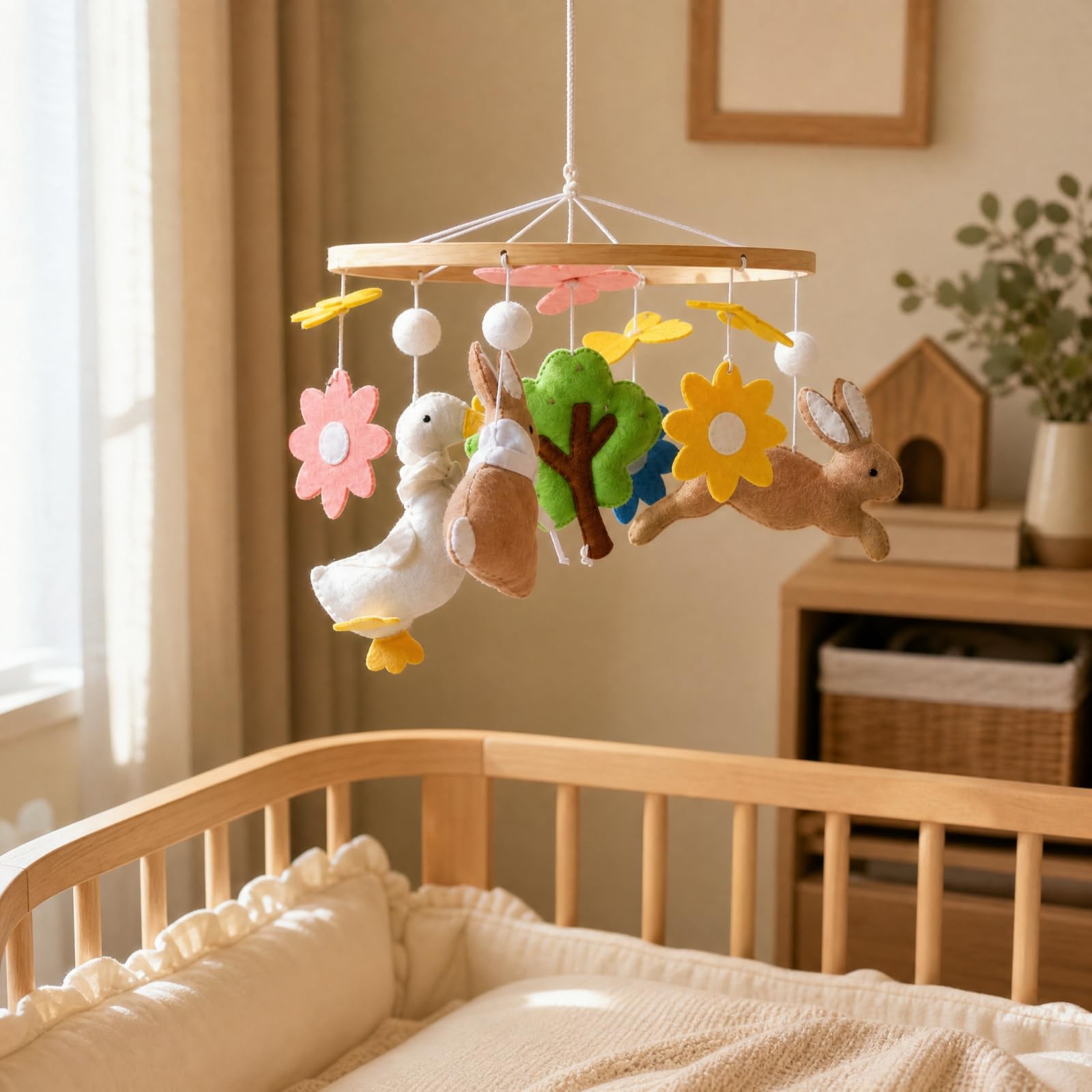 Amagogo Giostrina con Ornamenti di Peluche Leggero Giocattolo Sensoriale da Appendere Sicuro per Culla Del, Foglia