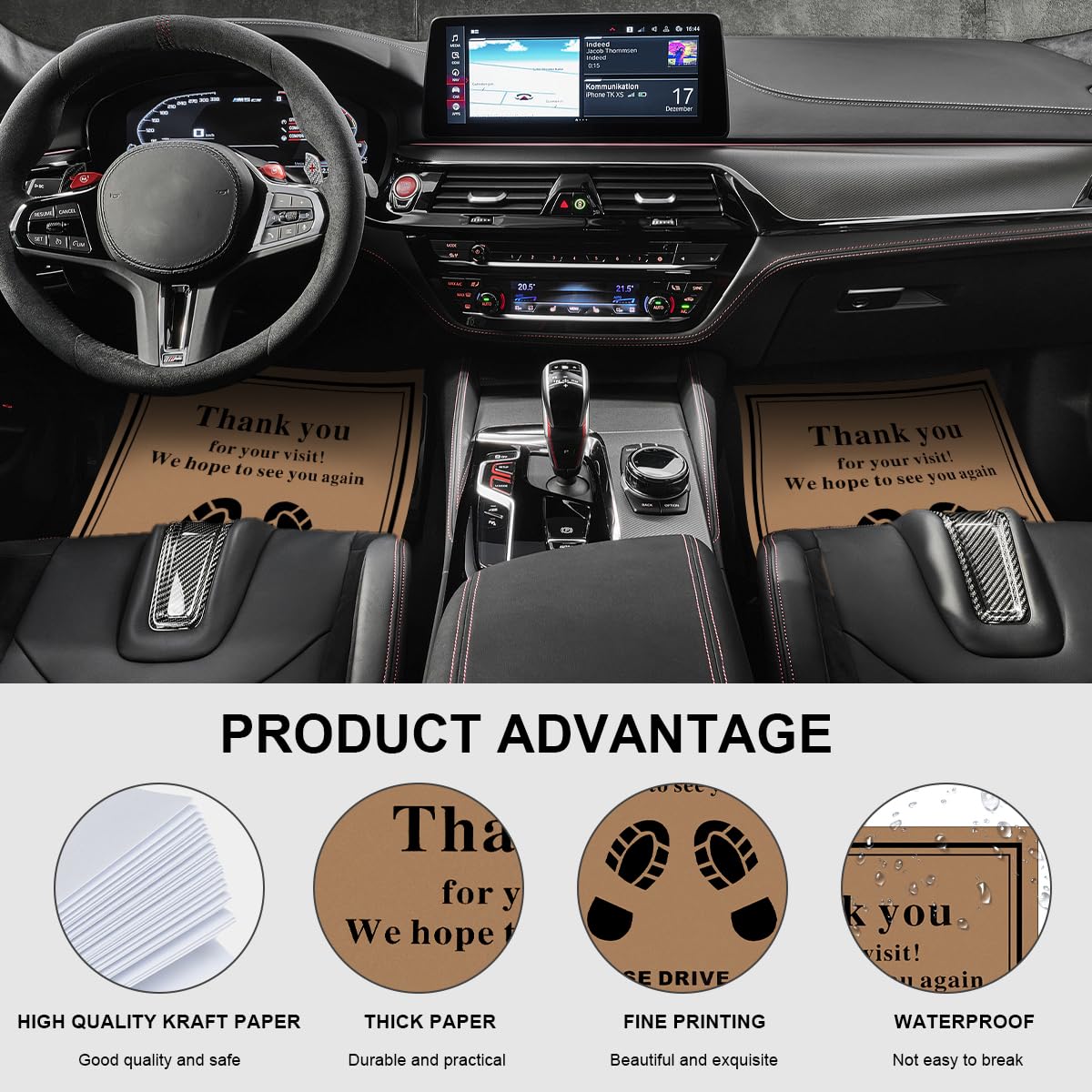 50 PCS Car Paper Floor Mats 16 x 20 Inch Vehicle Disposable Floor Pad Protective Papers Waterproof Thank — view 3