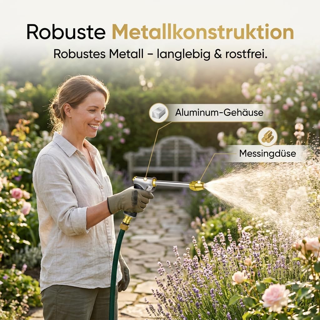 Pistola ad alta pressione per tubo da giardino, pistola ad alta pressione, ugello ad alta pressione, ugello regolabile, tubo estensibile, per lavaggio auto, giardino e terrazza, 3 modalità di spruzzo