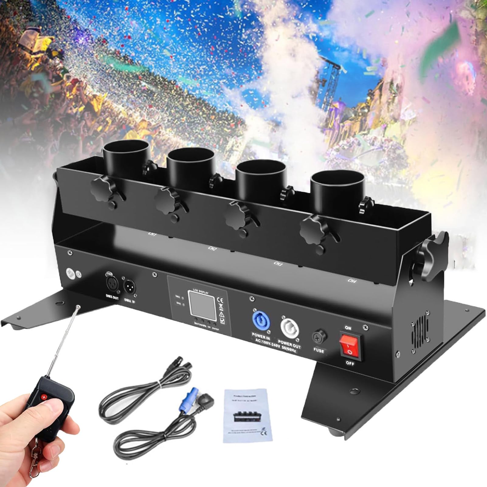Whfklca 4Shots 2/4 Shots Confetti Machine,Spray Distance: 8-10 Meters