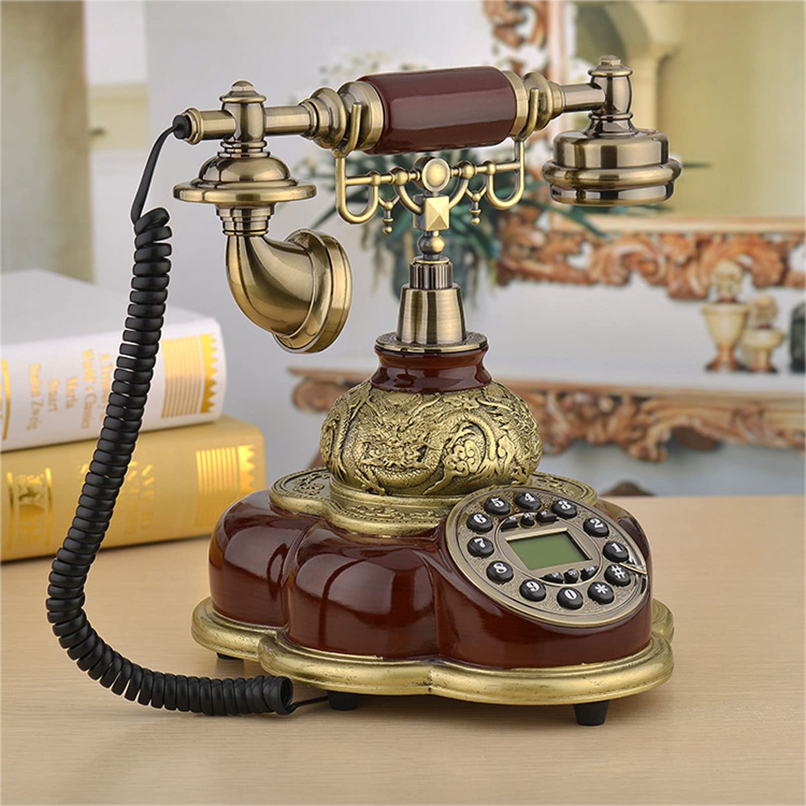 Telefono Fisso Vintage con suoneria Meccanica e Funzione Altoparlante Telefono con quadrante retrò per casa, Ufficio, Hotel
