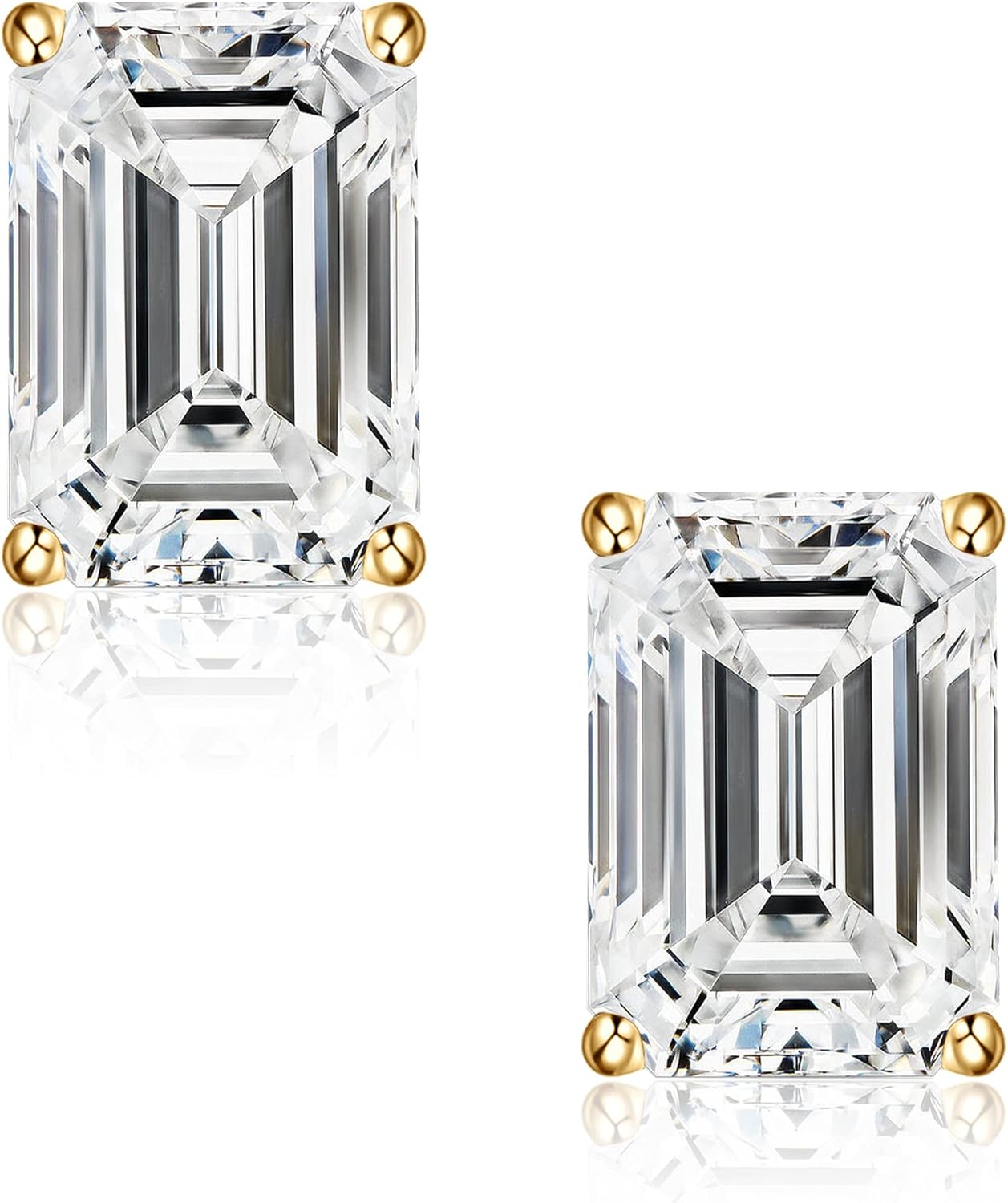 SMILEST 0.8-2CT Emerald Moissanite Earrings for Women Men, Lab Created Moissanite 925 Sterling Silver Moissanite Stud Earrings Birthday Gifts Earrings for Women Men