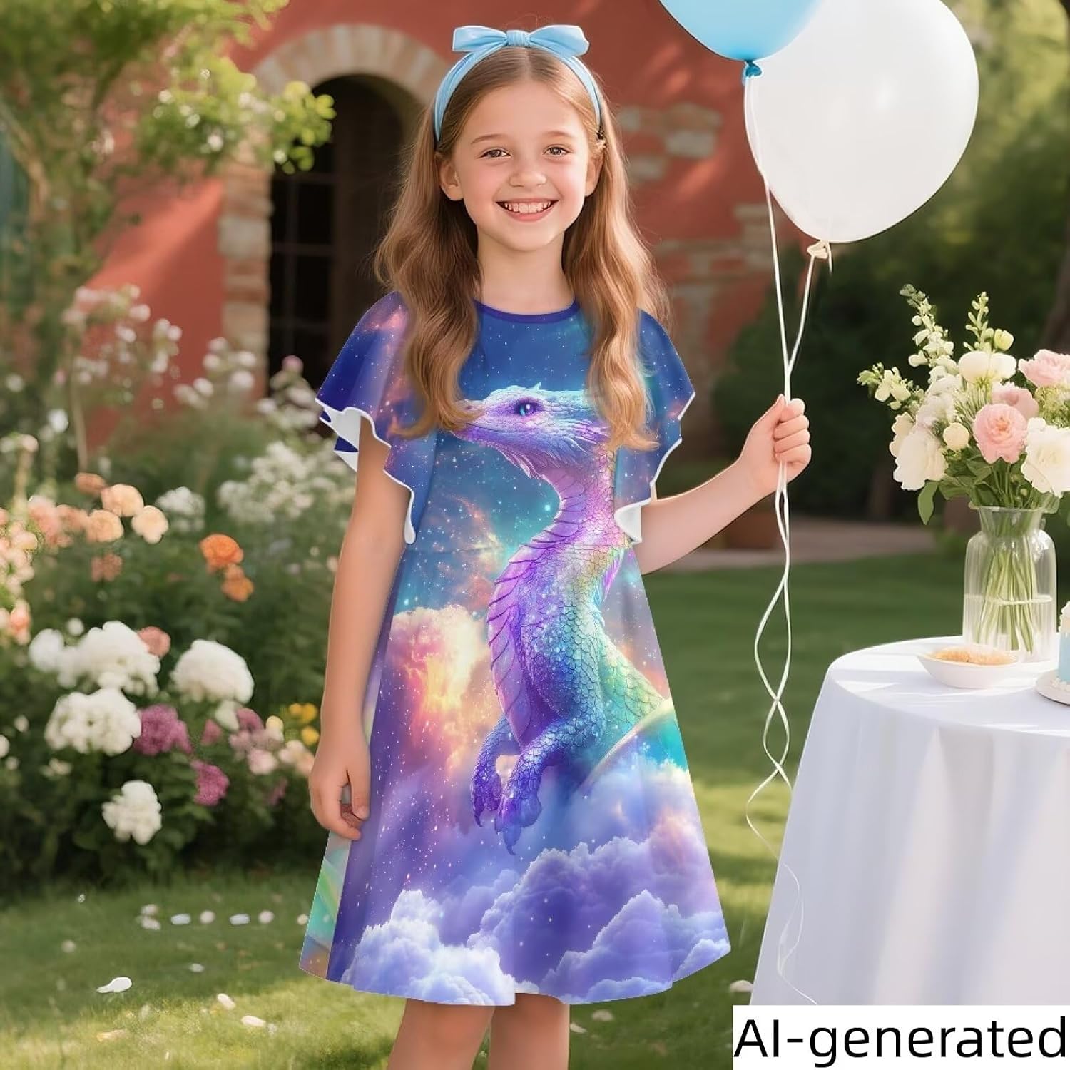 Cute Summer Dresses for Girls 3-14 Ruffle Sleeve Twirl Swing Sundress Vacation Party Dress