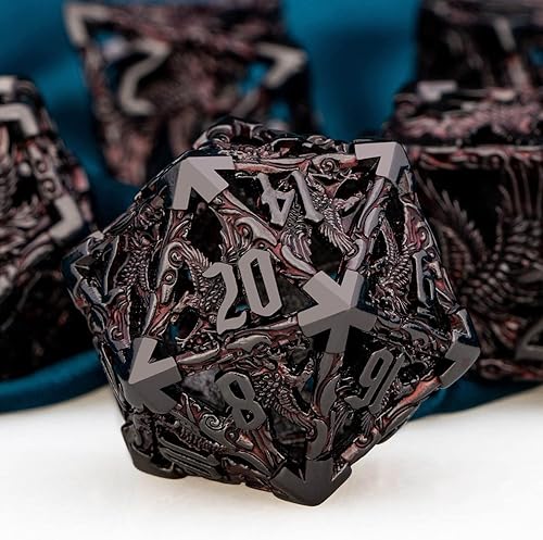 Miniatura 3 de ARUOHHA Juego de dados de metal hueco DND con caja de regalo, 7 dados D y D de águila gigante para juegos de rol de Calabozos y Dragones, dados