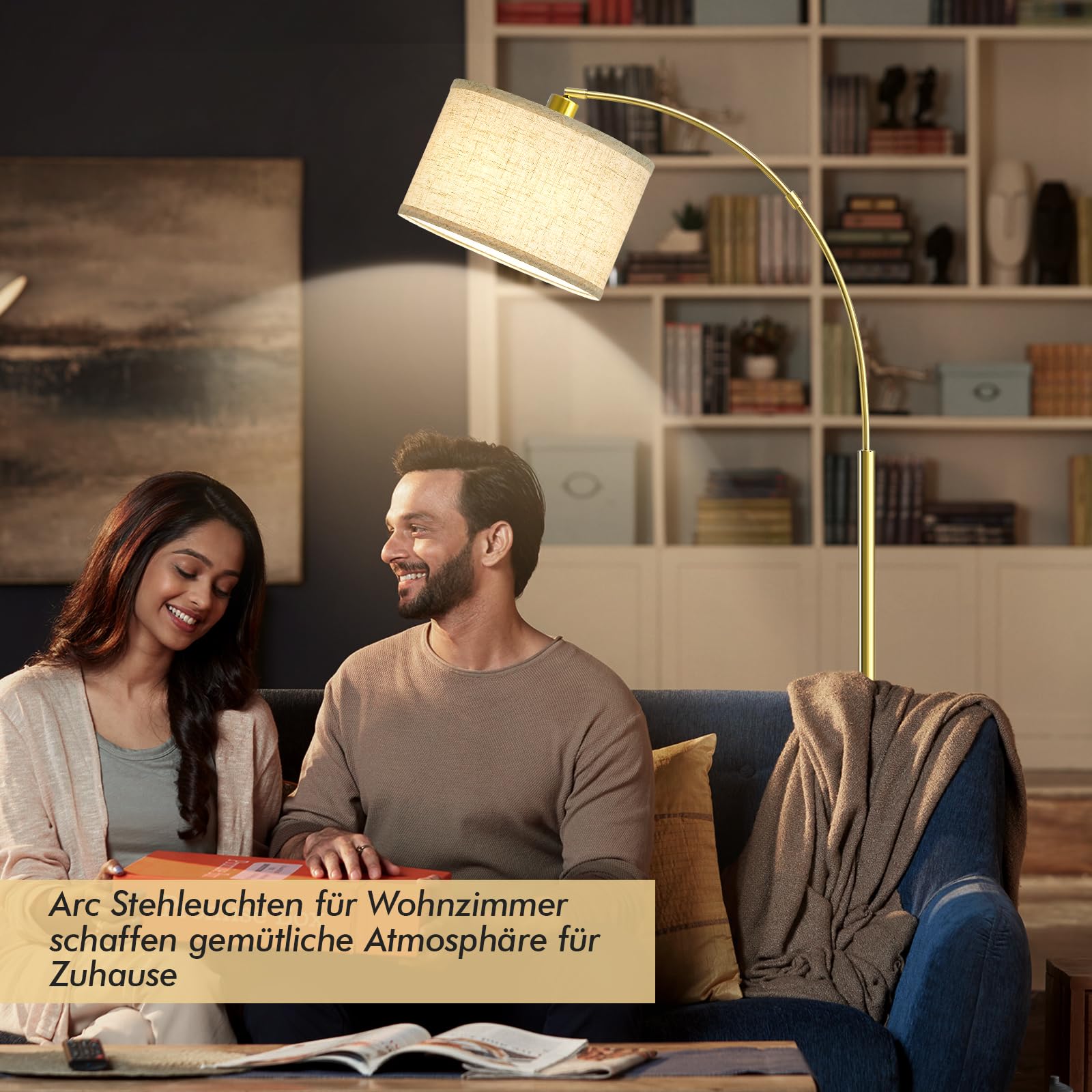 GyroVu Wohnzimmer Stehlampe, 161cm Bogenlampe mit Verstellbarem Lampenkopf & Fußschalter, Moderne Stehlampe mit 3 Farbtemperaturen, Standleuchte für Wohnzimmer Schlafzimmer und Büro Stehleuchte