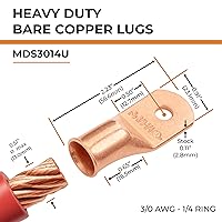 Vista 55 de SELTERM - 2 terminales de anillo resistentes para cable de batería, calibre 4 AWG, pernos de 3/8 pulgadas, terminales de calibre 4, ojales de cobre