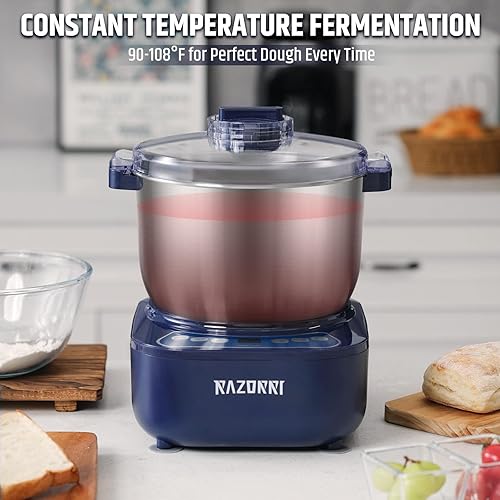 Miniatura 3 de Razorri Máquina de masa eléctrica, mezclador de masa doméstico de 6.5 cuartos de galón con función de fermentación, sincronización de