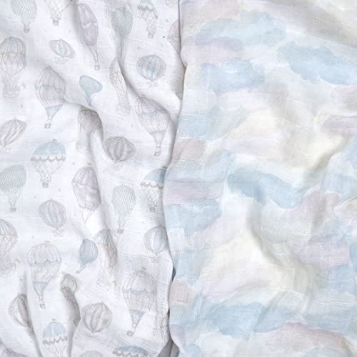 Image of aden + anais 100% Organic Cotton Muslin Swaddle, Breathable Baby Blanket, Ideal for Boys, Girls, Newborns, Babies & Infants, Receiving Blanket, Soft Lightweight Wrap, 2 Pack, Above The Clouds
