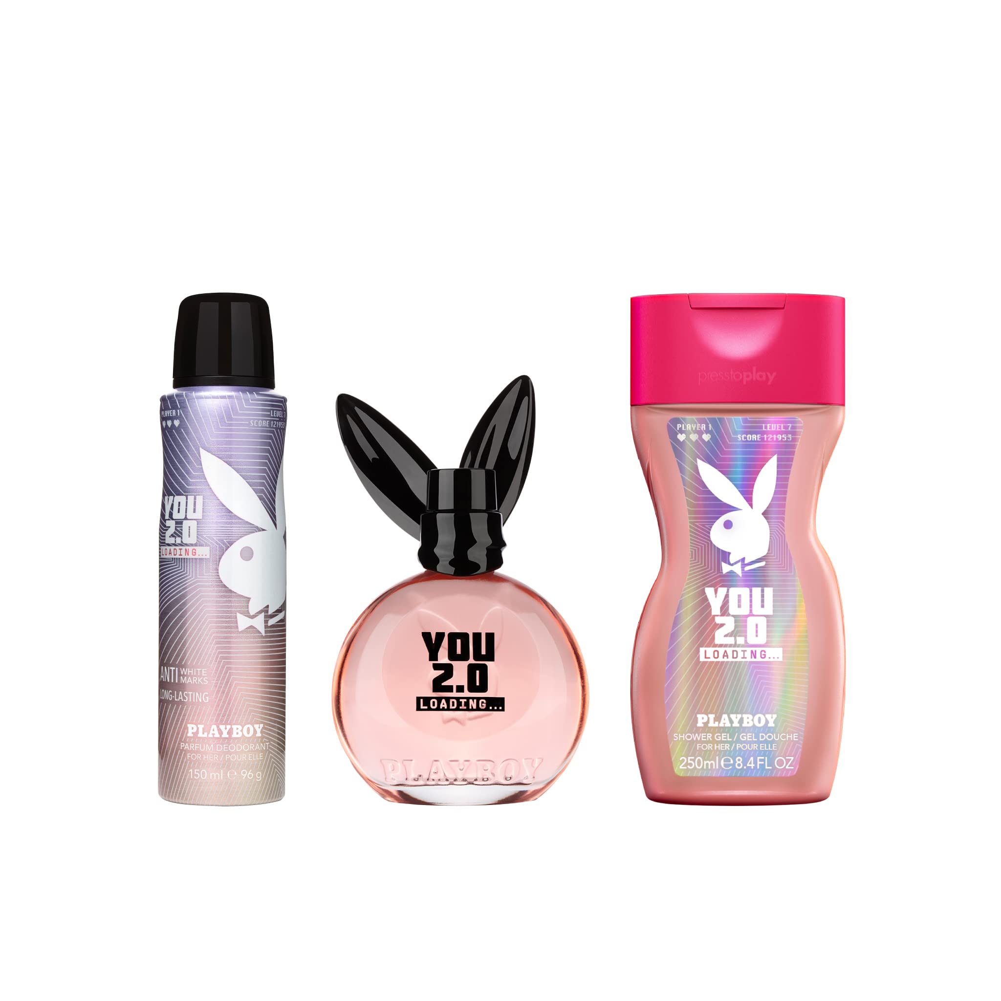 Playboy You 2.0 Women Eau de Toilette 60ml+ Deodorant Spray 150ml + Shower Gel 250ml Combo Kit