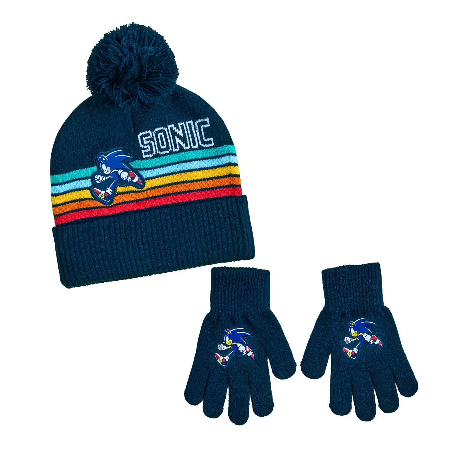 Ensemble Sonic The Hedgehog 3 Pièces – Bonnet, Tour De Cou, Gants – Taille Unique 4-10 Ans – Velours Doux