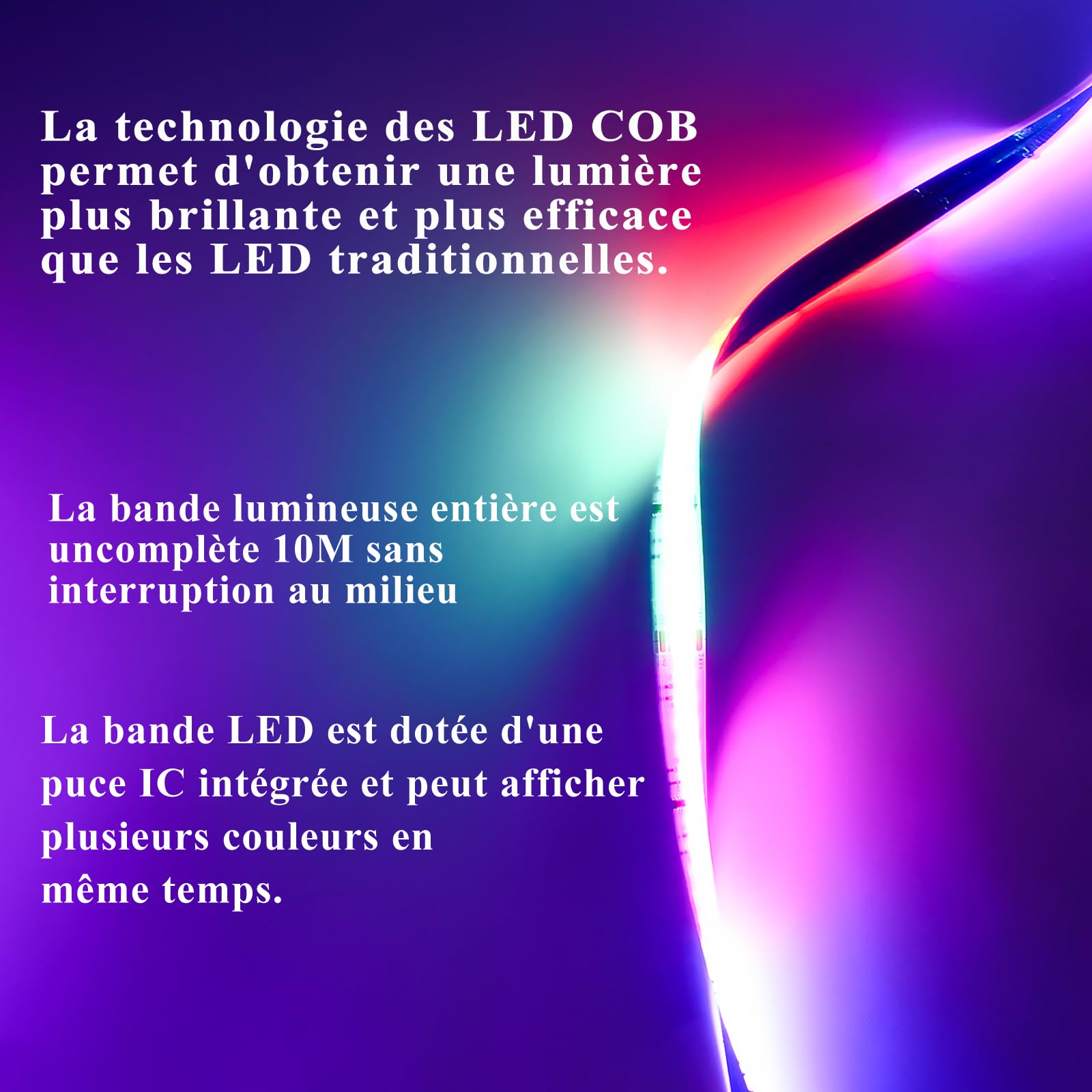 RGB+IC LED COB 10M tira tira led con controlador WIFI 576LEDs/M 24V regulable multicolor tira luminosa para el hogar dormitorio cocina