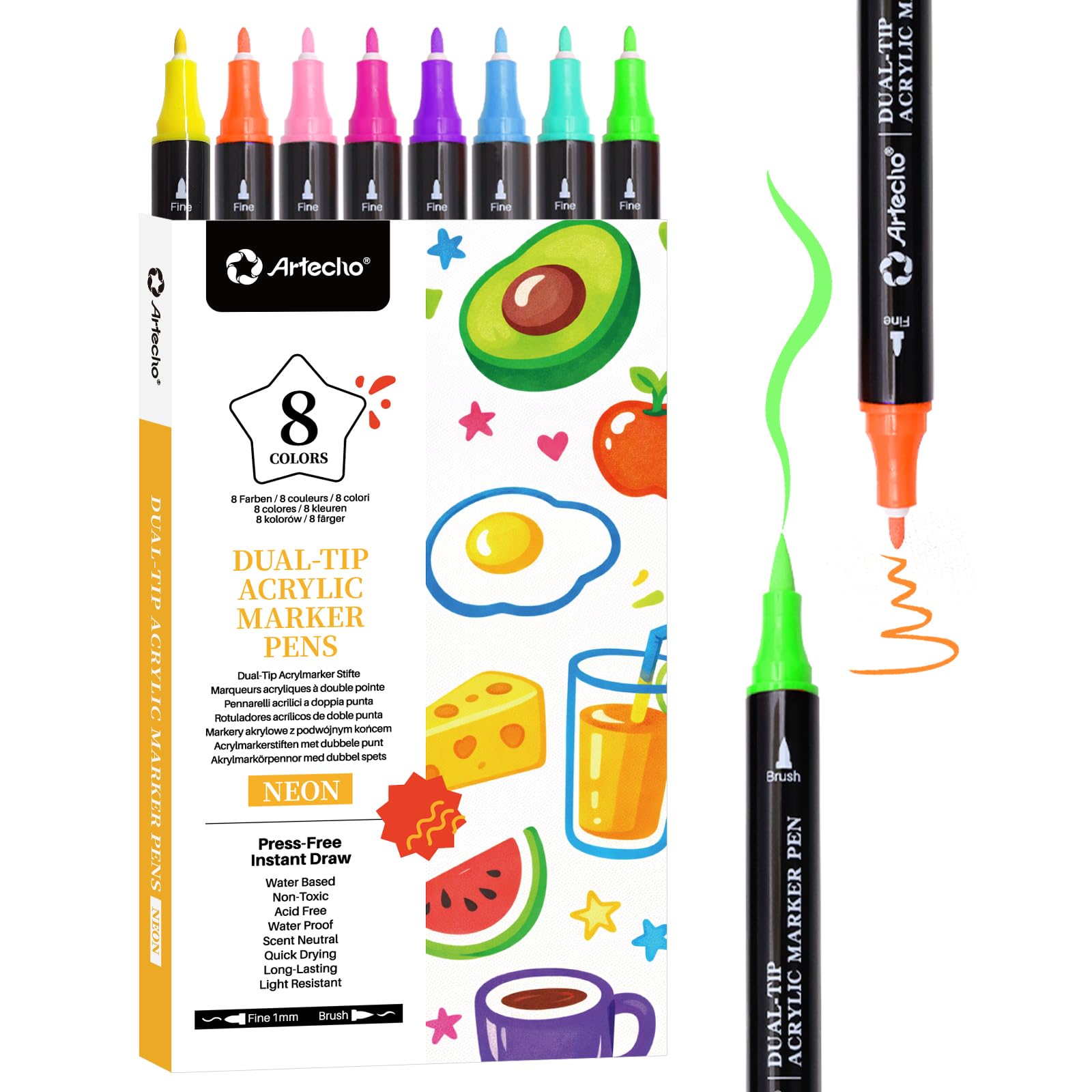 Artecho 36 PCS Dual-Tip Acrylic Paint Pen