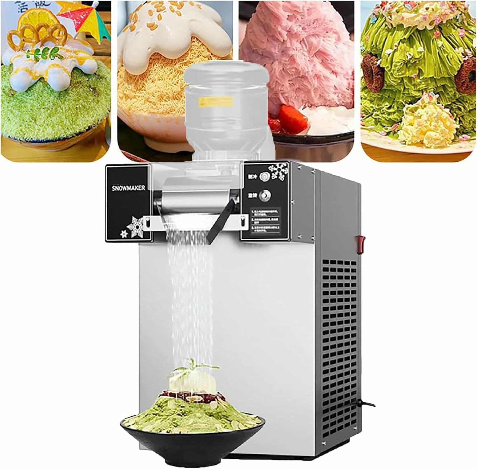 Machine à glaçons électrique, 360 W, 60 kg/24 h, Usage Commercial, Production de Glace en 3 Secondes, Vitesse réglable en continu, idéale pour Le Bureau et Les fêtes.,