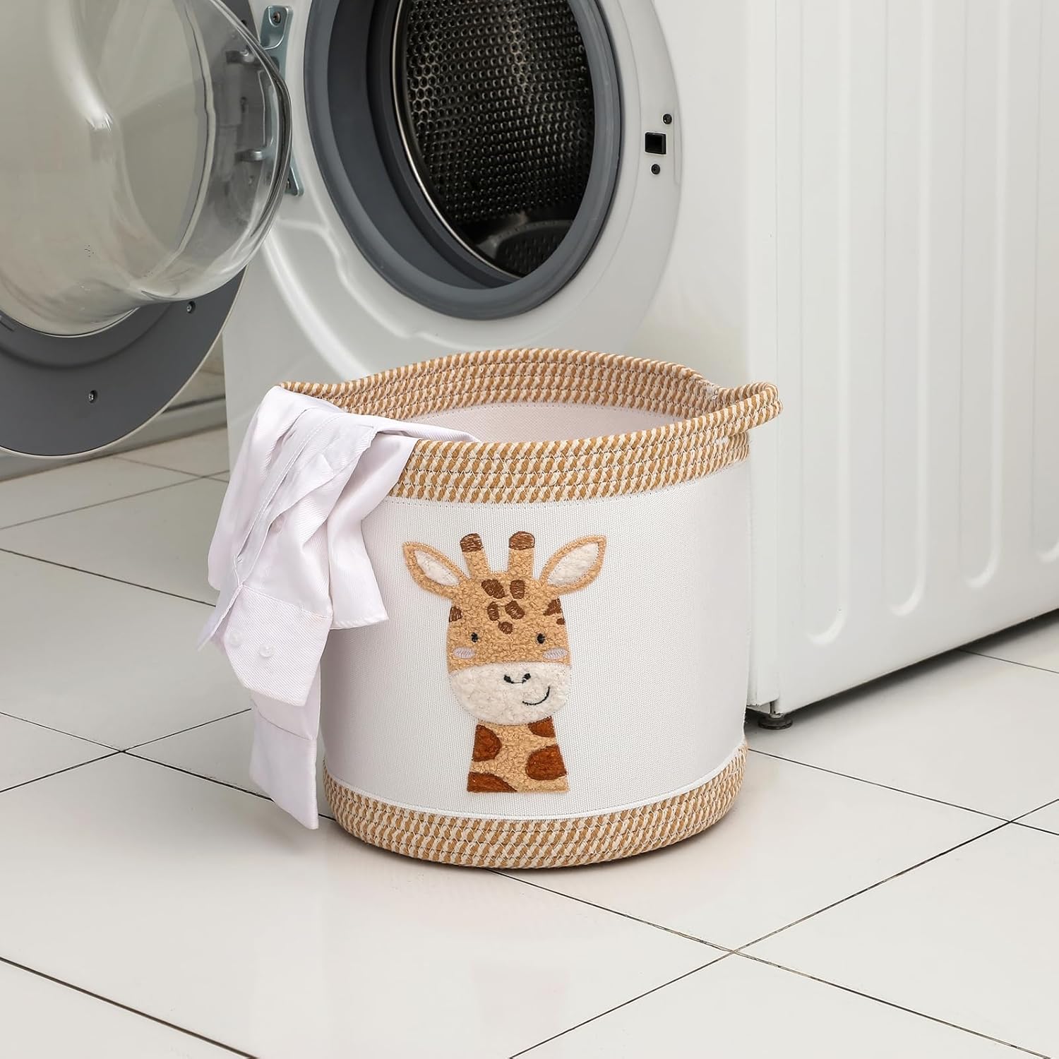 Toy Basket for Baby Laundry Hamper Blanket Baskets Cute Giraffe Nursery Hampers Toy Storage Basket, Woven Cotton Rope Nursery Organization Bins For Girls Boys Kids Newborn Gifts Baskets - Image 5