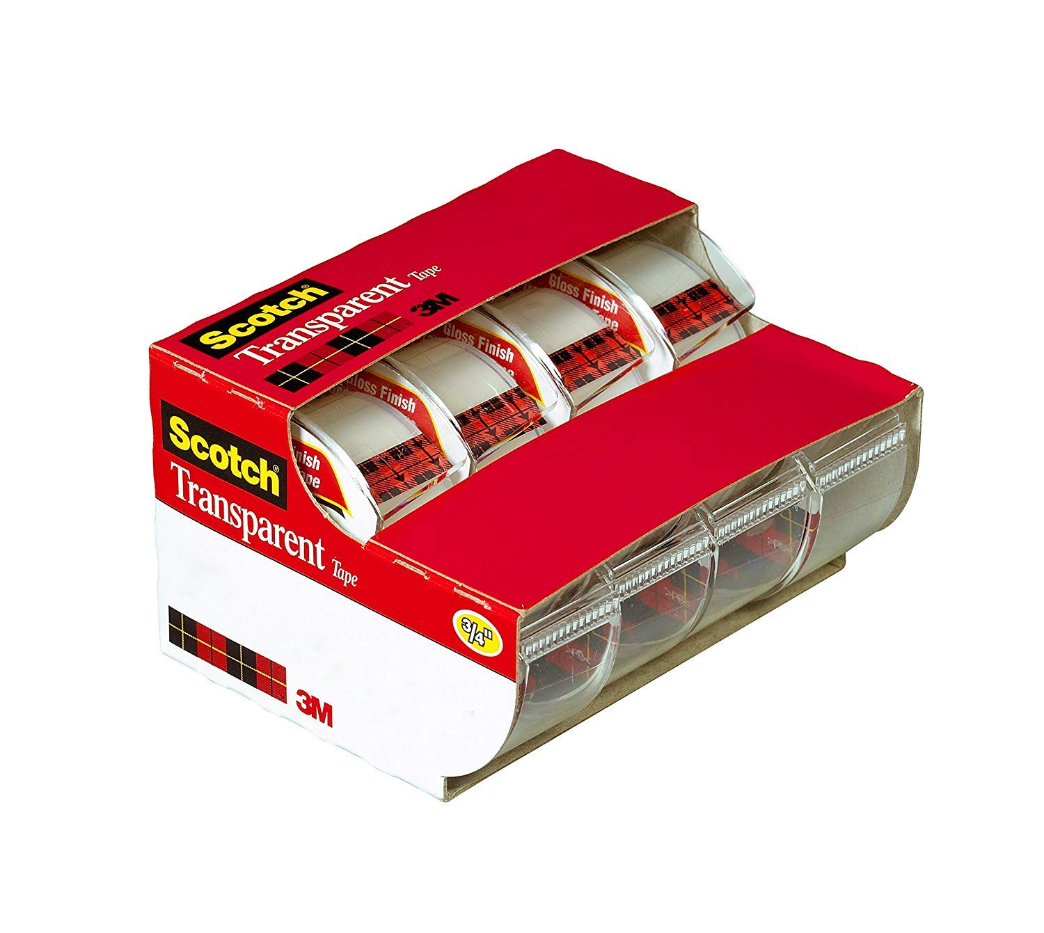 Scotch Transparent Tape, 4 Dispensered Rolls, Versatile, Clear Finish, Engineered for Office and Home Use, 3/4 x 850 Inches (4814)