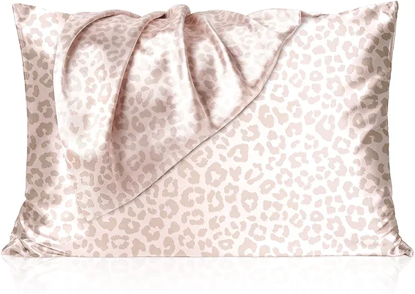Yanibest 2 Pack Leopard Satin Pillowcase, Silk Pillow Cases for Hair and Skin with Zipper, Queen Pillow Cases Set of 2 for 20"x30", Exquisite Packaging for Women Men