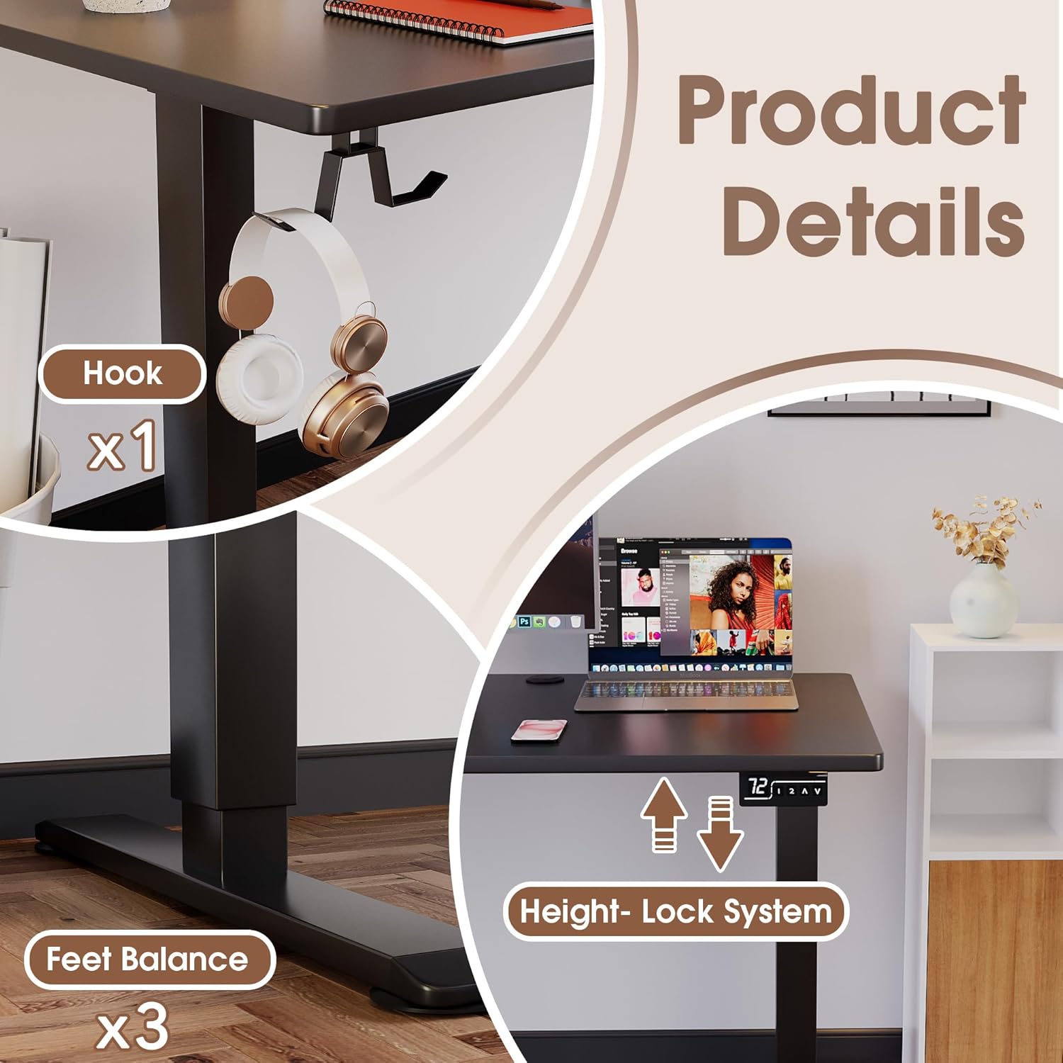 63 Inch L Shaped Standing Desk Adjustable Height, Electric Corner Standing Desk, Sit Stand Computer Table with Memory Controller for Home