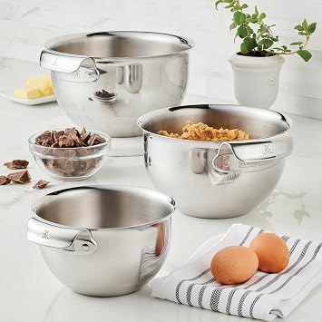 Hestan Provisions 3-Piece Stainless Steel Mixing Bowl Set 1.5qt, 3qt, and 4.75qt, Nesting Design