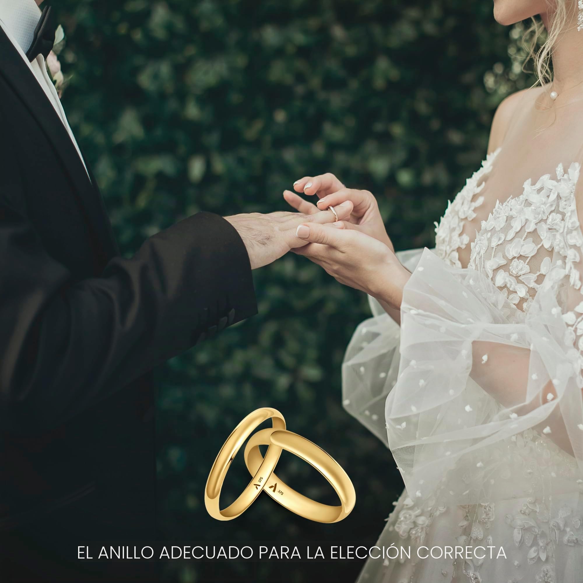 Amberta Allure Unisex Alianza de Oro Amarillo de 9 quilates