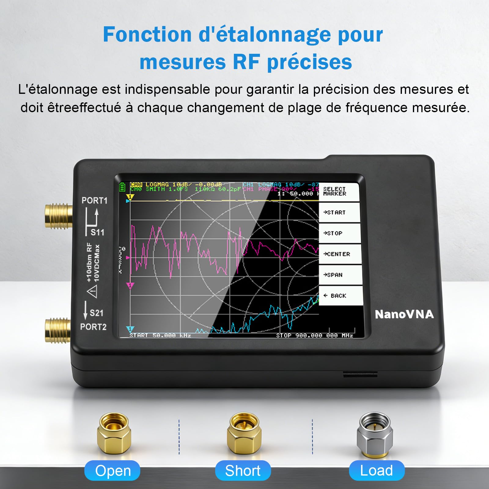 AURSINC Nanovna-H Analyseur réseau vectoriel 10 kHz - 1,5 GHz HF VHF UHF Analyseur d'antenne Mesure des paramètres S, Rapport d'onde Stationnaire de Tension, Retard, Table de Smith Version REV3.7