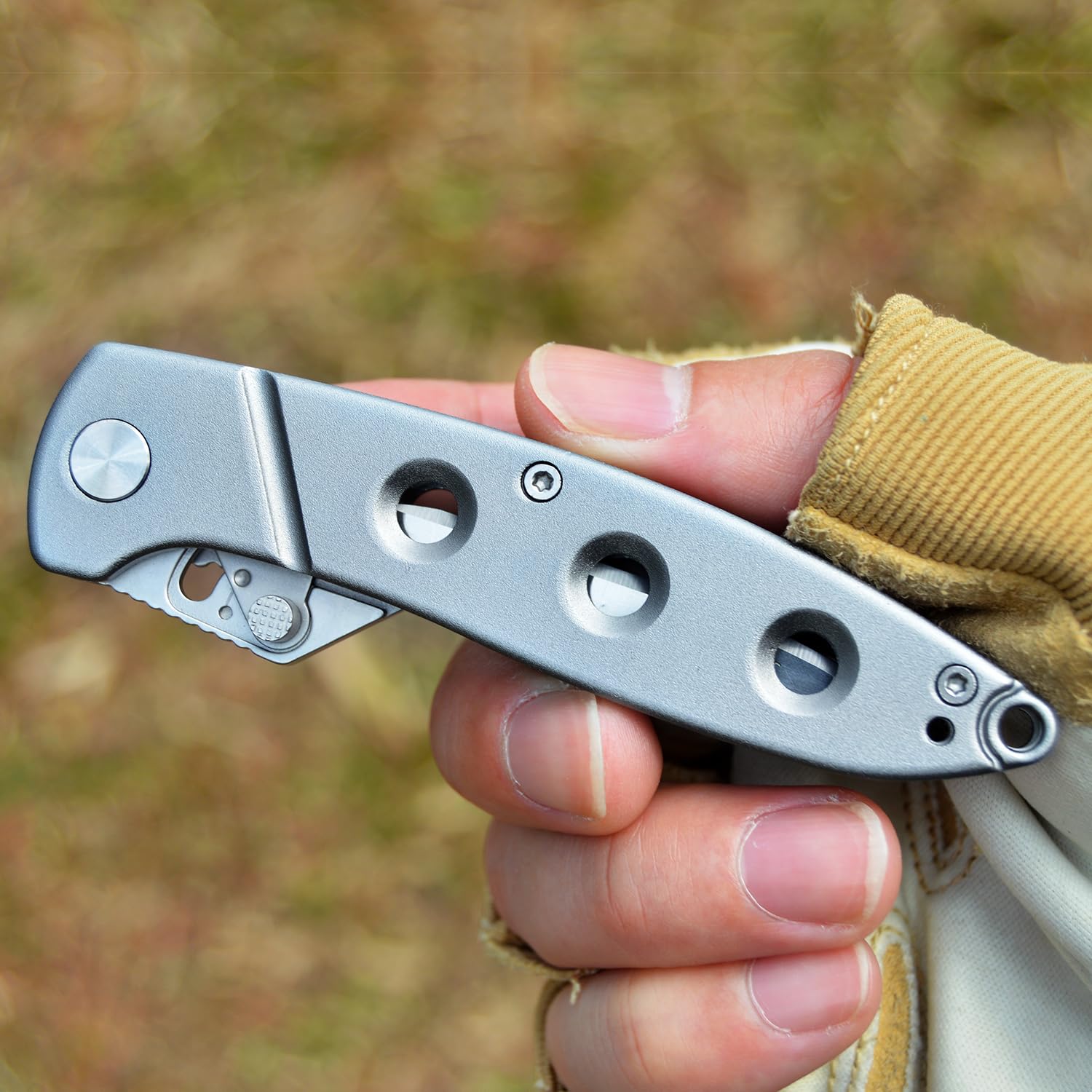 TONIFE Auswechselbare Klingen Klappmesser, Skalpell Klappmesser mit Edelstahlklingen und 5 Austauschbaren Klingen, EDC Taschenmesser für Outdoor Camping Survival Angeln (Grau)