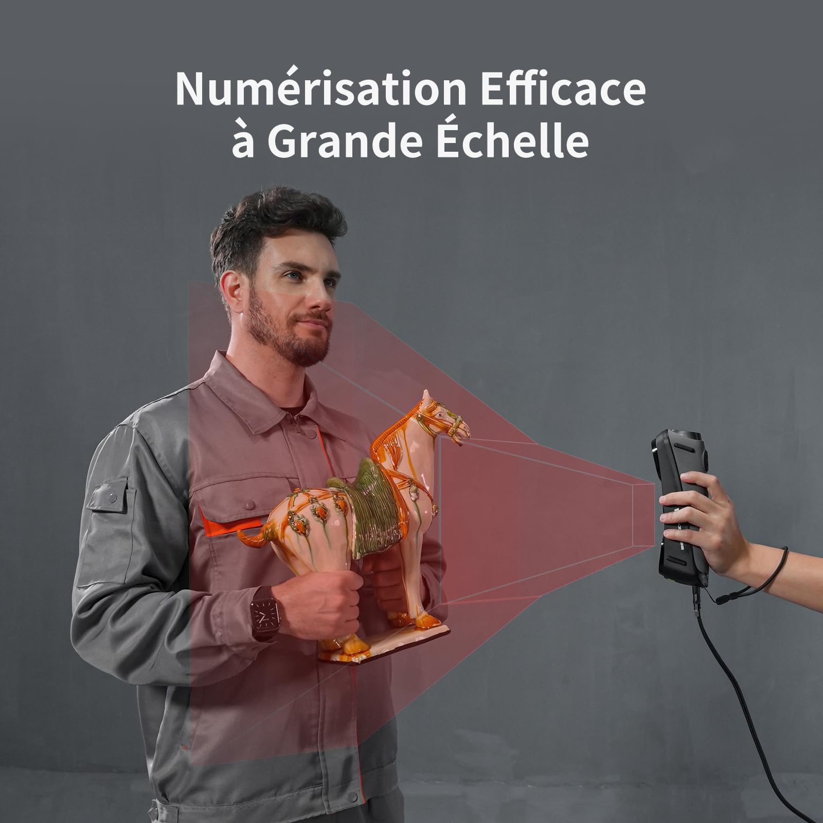 Creality Scanner 3D Sermoon S1, Précision Volumétrique de 0,02 mm, 90 Images par Seconde, 1 + 7 + 34 Lasers Bleus + NIR, Objets de 5 mm à 4 000 mm, Logiciel d'IA, CAO/Impression 3D