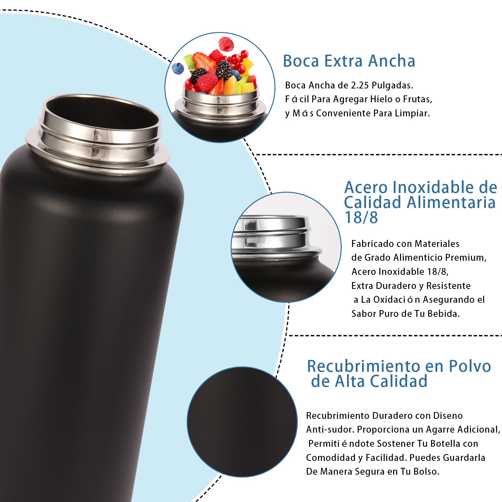 Volhoply 1200ml Trinkflasche Edelstahl, 1.2 Liter vakuumisolierte doppelwandige Thermosflasche mit Schraubdeckel und Griff, BPA-frei Isolierflasche für Outdoor Sport (Farbmix,4er-Set)