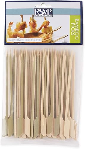 Vista 33 de RSVP Palillos internacionales de bambú compostables para servir y cócteles, tenedor de aperitivos, 50 unidades, 6 pulgadas