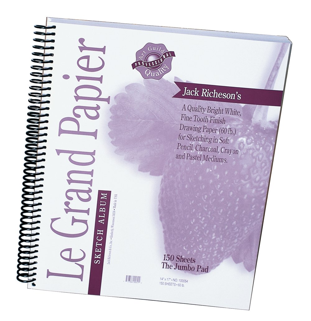 Jack Richeson 8-1/2-Inch-by-11-Inch Drawing Paper Pad, 150-Sheet Spiral