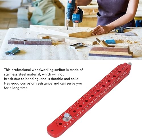 Miniatura 4 de Hilitand Herramienta de dibujo circular para carpintería, brújula portátil para carpintería, escrito de acero inoxidable, regla de círculo de