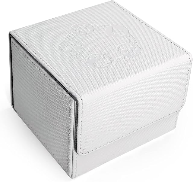 HSYKING Card Deck Box with 2 Dividers for MTG Cards, Large 150+ Card Storage Box Fits 100 Double Sleeved Cards for TCG CCG (White)