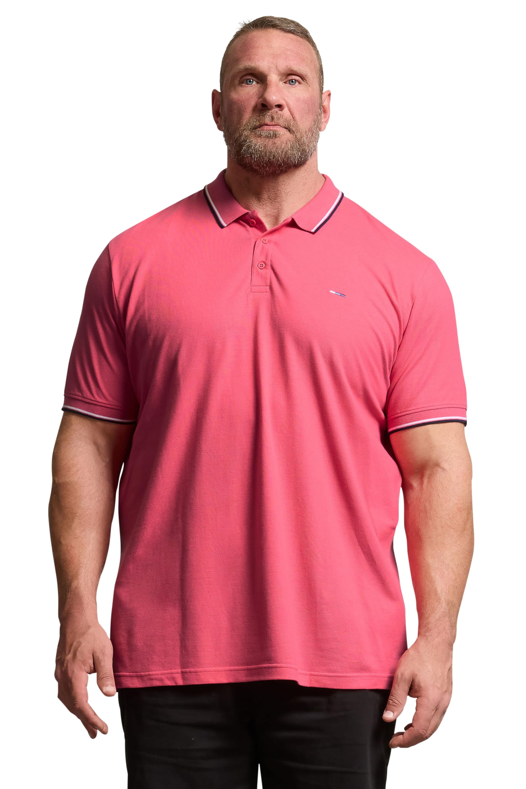 BadRhino Big & Tall Pink Tipped Polo Shirt - Men's - Plus Size Curve