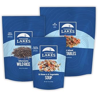 Thousand Lakes Pantry Staples - 3 lb Wild Rice, 2 lb Mixed Dried Veg, 1 lb 32-Bean Mix | All Natural, High Fiber, No added Salt