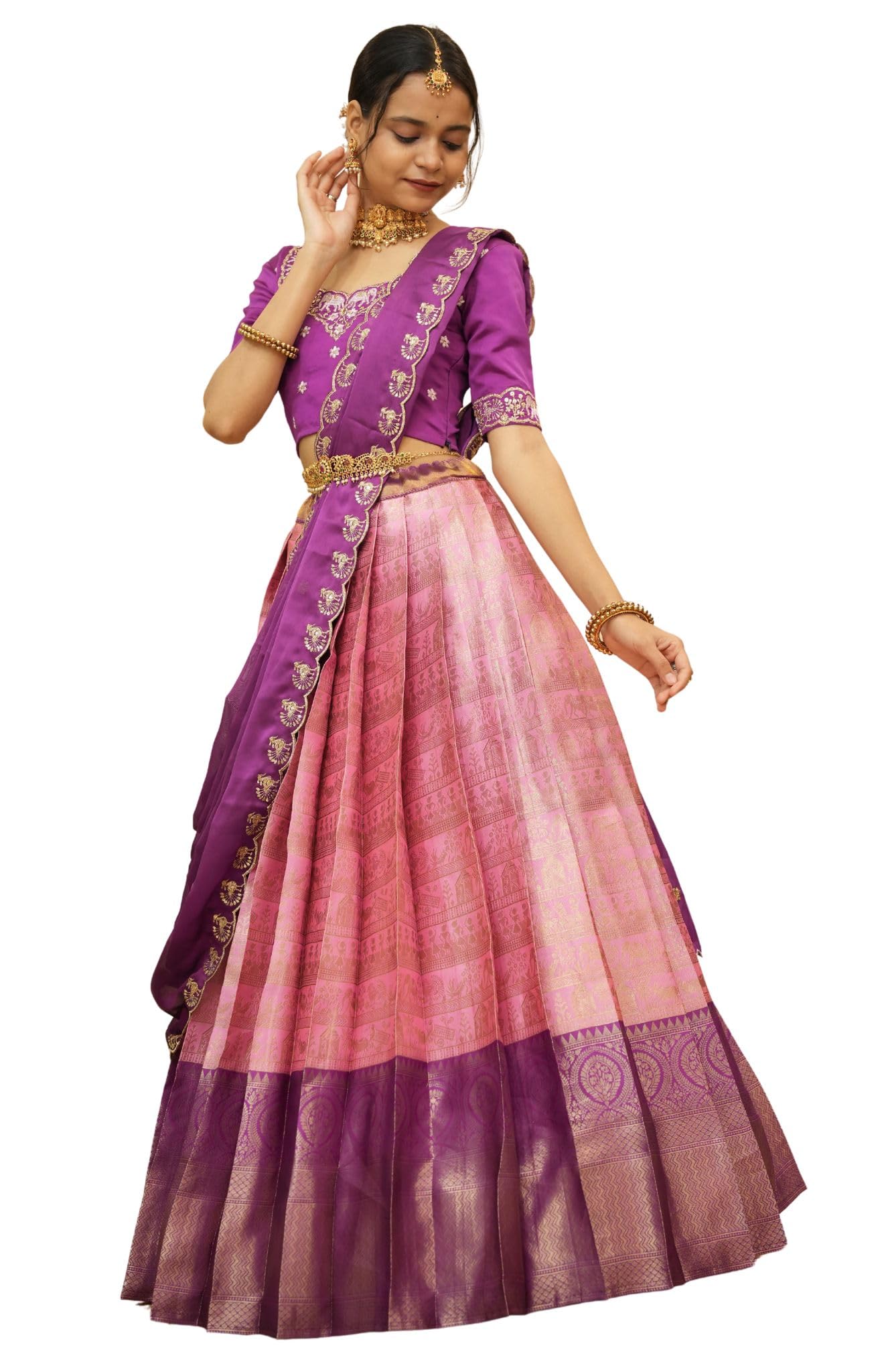 Traditonal South Indian UnStitched Half saree for Women's