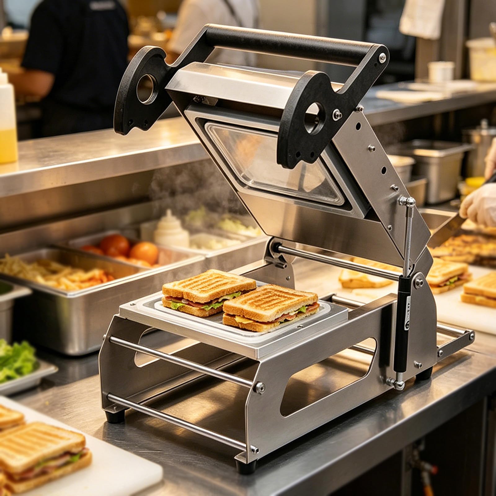Selladora de Alimentos semiautomática silenciosa – Acero Inoxidable 304, antigoteo, Ahorro energético Restaurante, charcutería & pastelería – Adiós a Las Tapas Que encajan 26 * 17