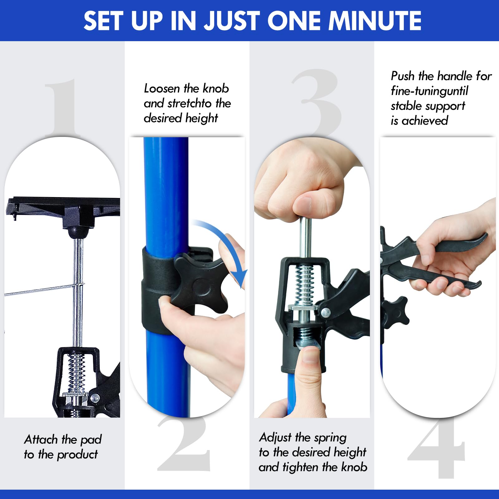 CCLIFE 2 pezzi Sostegno a Soffitto Puntello per solai Telescopico di Sostegno Carico Fino a 30 kg Lunghezza regolabile 115-290 cm