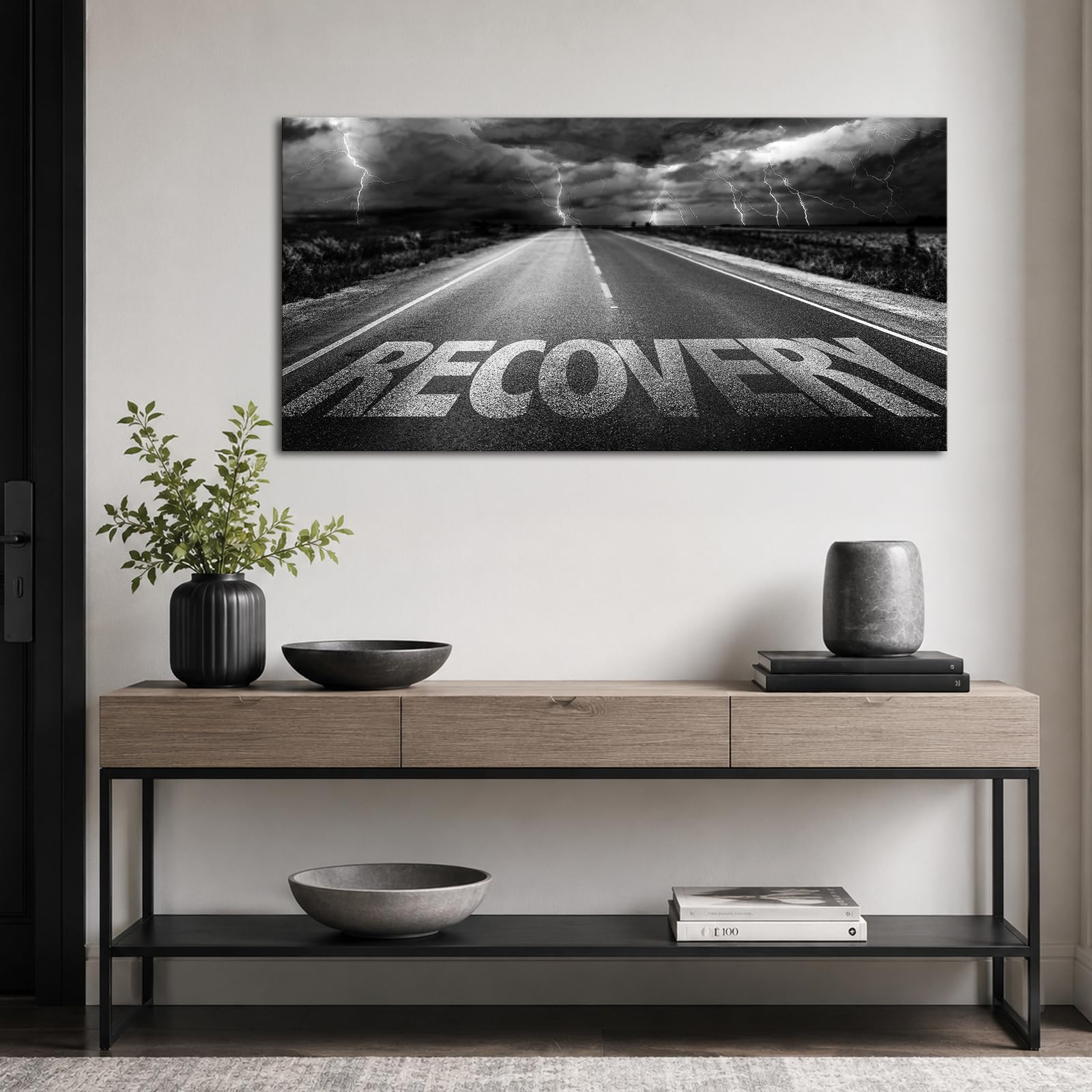 Saypeacher Cartel de recuperación en lienzo para pared, citas motivacionales para oficina, pósteres alentadores, regalo para pacientes (gris)