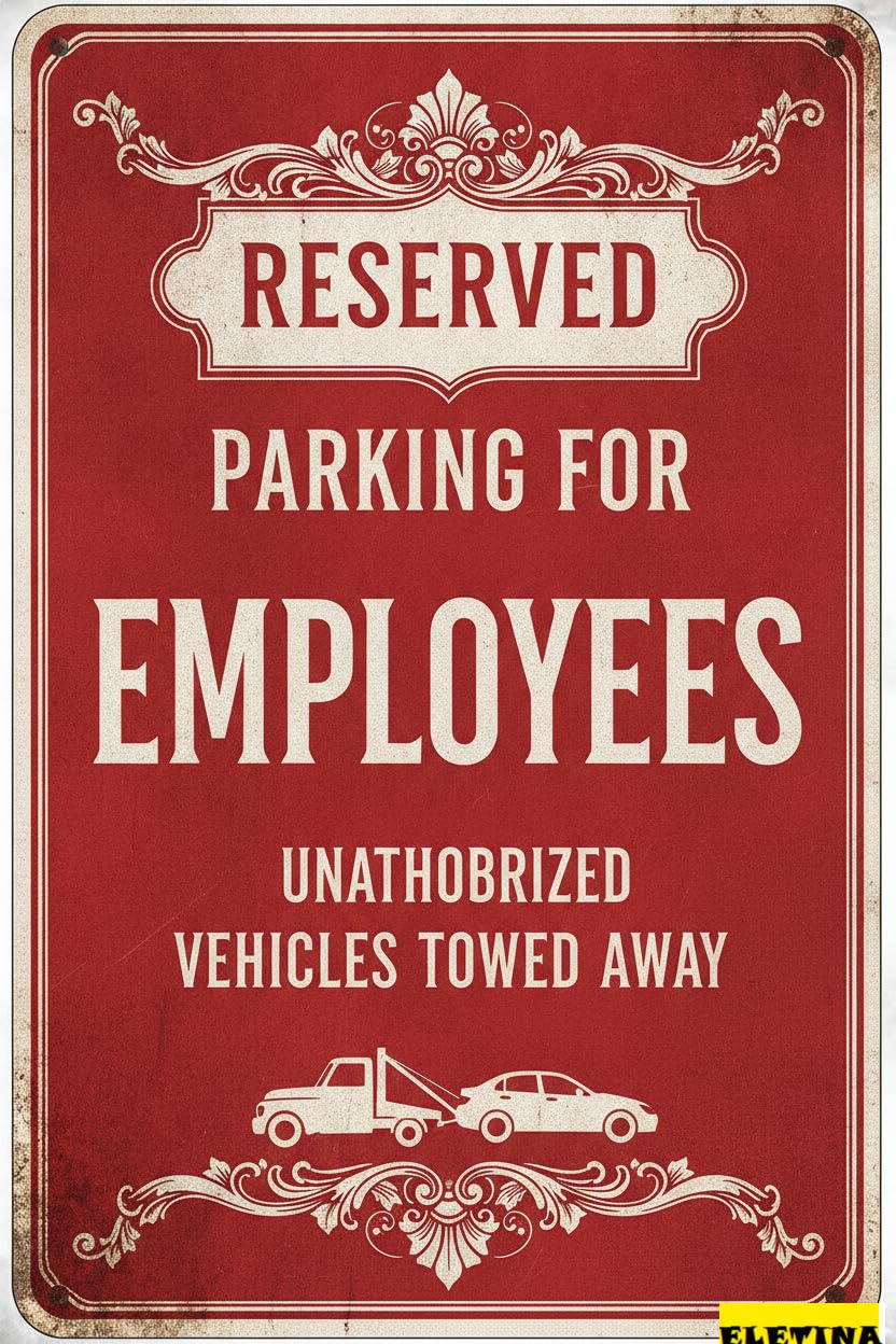 Reserved Parking Employees Tin Sign, 8x12 Inch Decor