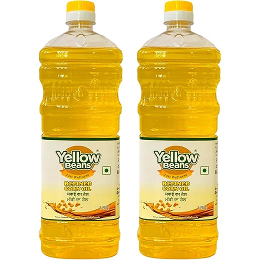 Yellow Beans Corn Oil (1 ltr) Combo Pack Pure & Natural Cooking Oil for Frying & Baking