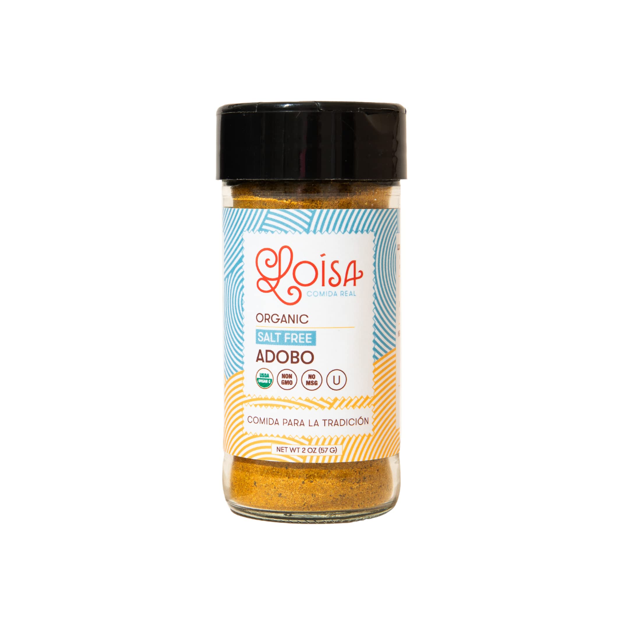 LoisaSALT-FREE Adobo Seasoning, USDA Organic, Non-GMO, No-MSG, No Preservatives, No Artificial Coloring, No Artificial Flavors, Pure Latin Flavor, 2 oz, Pack of 1USDA Organic