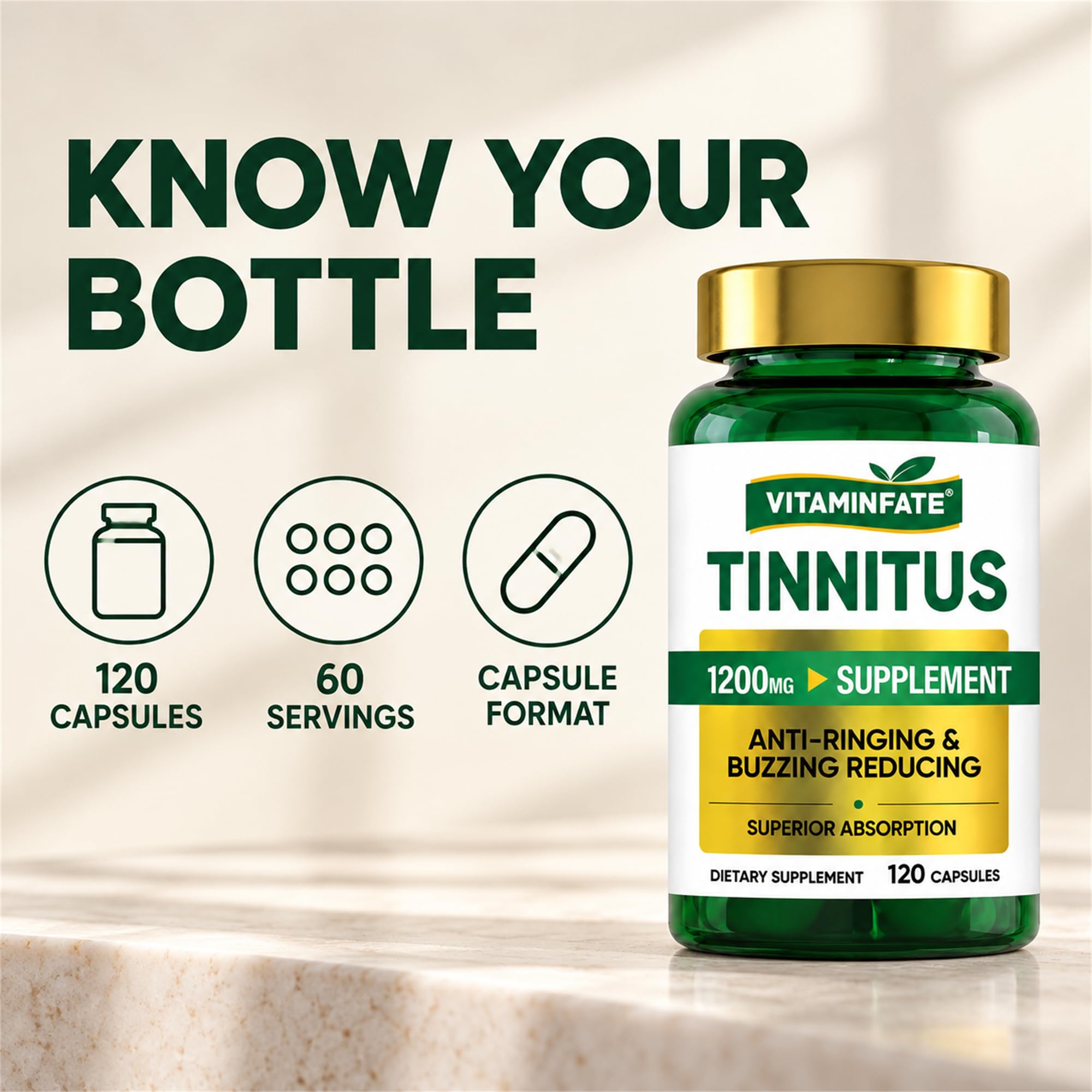 Tinnitus Relief for Ringing Ears, B Vitamins & Magnesium, 120 Capsules — Amazon image 7