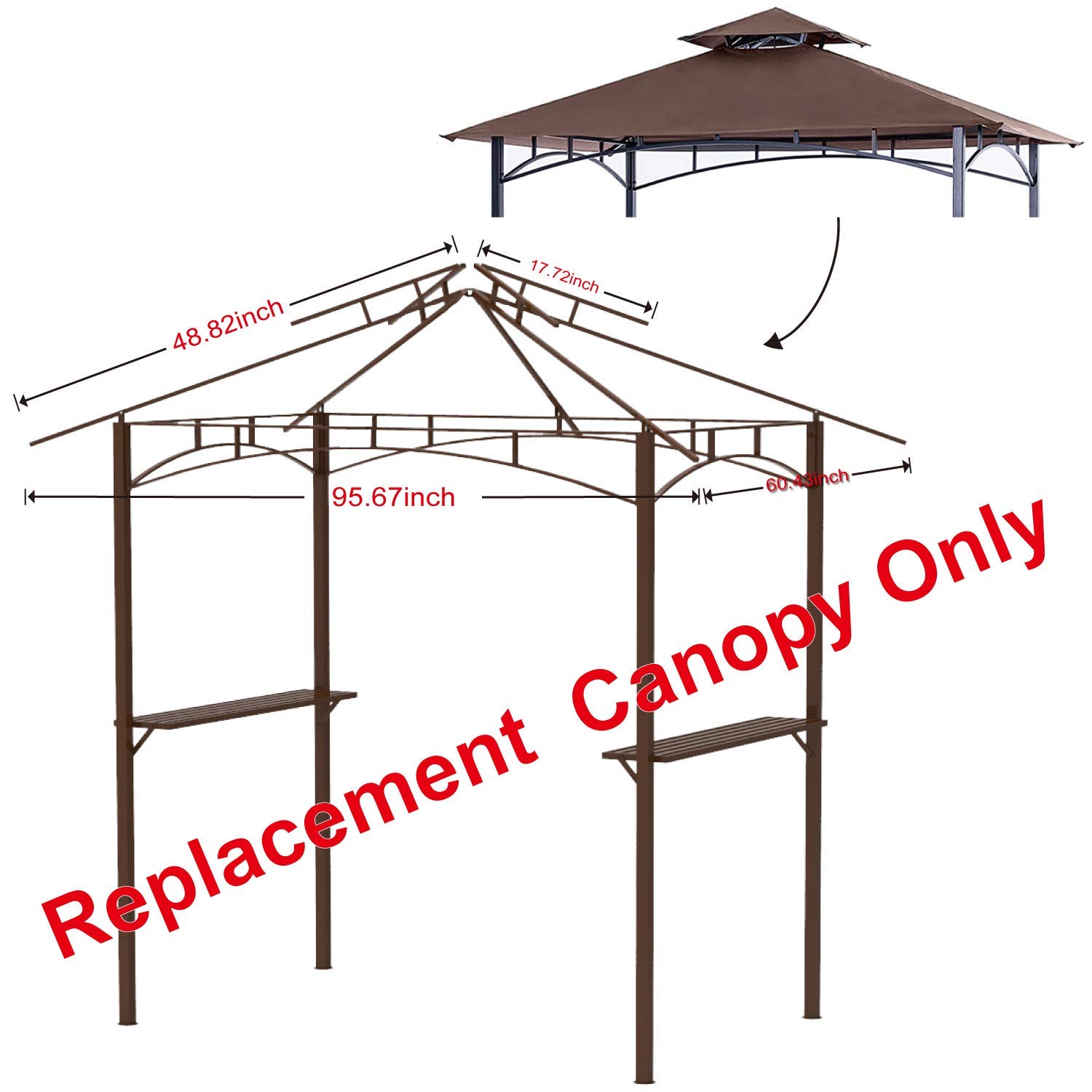 Grill Gazebo Replacement Roof for LGZ238PST11 by ABCCANOPY Buy