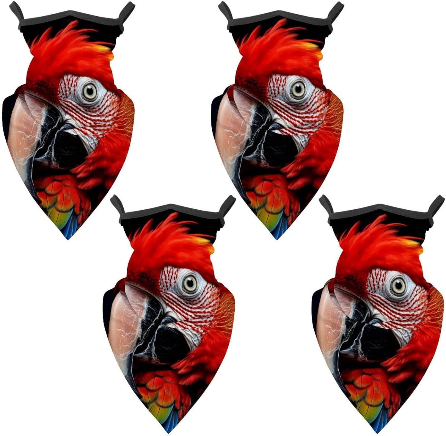 4 Pack Parrot Neck Gaiter Face Scarf Cover Sun Protection Balaclava Cloth Bandanas with Ear Loops