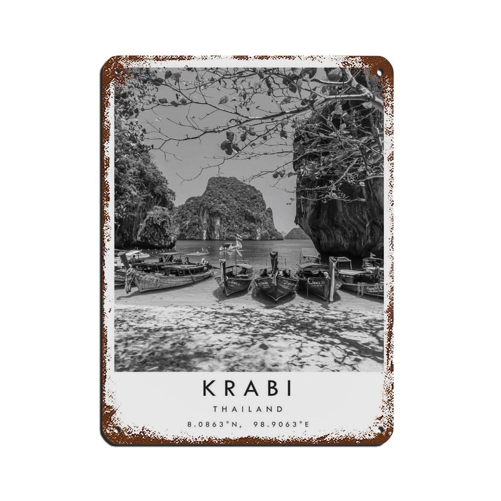 Krabi Travel, Phuket Poster Tin Sign Vintage Metal Pub Club Cafe Bar Home Wall Art Decoration Poster Retro 12x16inch(30x40cm)